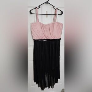 NWOT Enfocus Women 20W Black and Pink Spaghetti Trap High Low Dress